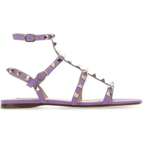 Rockstud Leather Sandals , female, Sizes: 2 1/2 UK - Valentino Garavani - Modalova