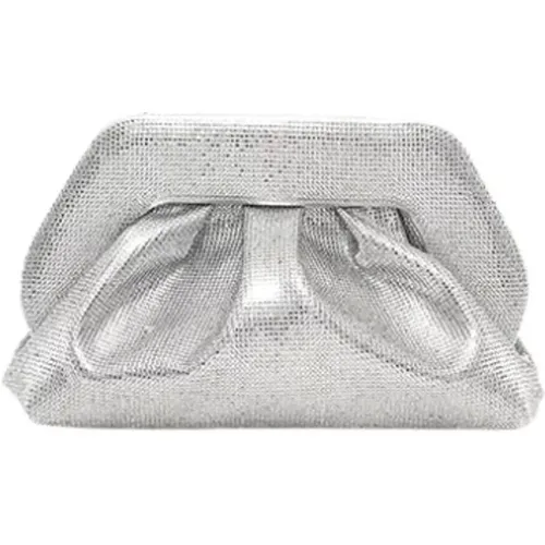 Strass Silver Clutch Bag Vegan Fabric , female, Sizes: ONE SIZE - THEMOIRè - Modalova