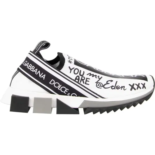 Elastische Technische Stoff Sneakers Schwarz Weiß - Dolce & Gabbana - Modalova