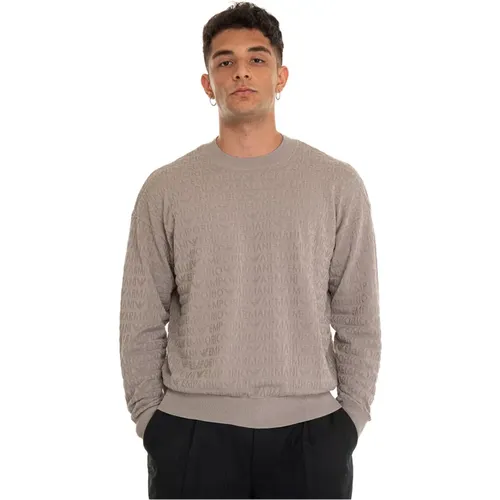 Logo Rundhals Pullover Leichter Stoff , Herren, Größe: XL - Emporio Armani - Modalova