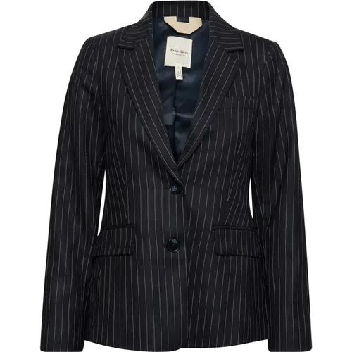 Dunkelblauer Pinstripe Blazer , Damen, Größe: M - Part Two - Modalova