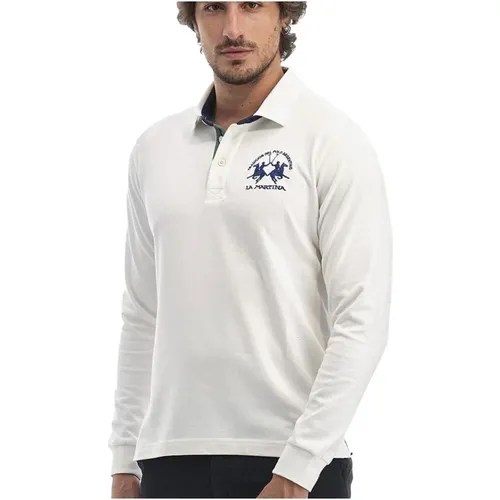 Logo Besticktes Langarm-Poloshirt aus Baumwolle , Herren, Größe: 4XL - LA MARTINA - Modalova