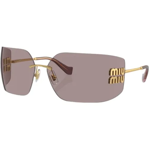 Gold Lucido Wraparound Sunglasses , female, Sizes: ONE SIZE - Miu Miu - Modalova