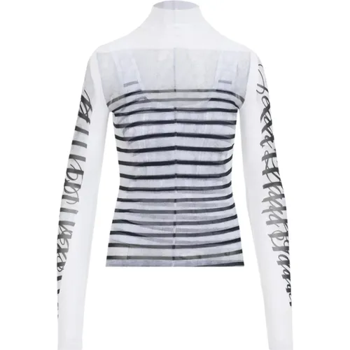 Feather Print Mesh Top , female, Sizes: XS, S, M - Jean Paul Gaultier - Modalova