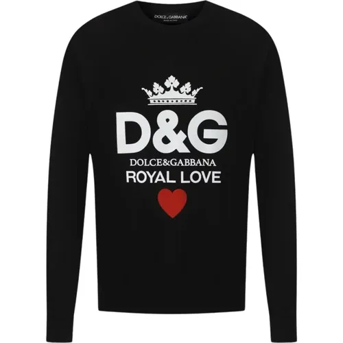 Schwarzer Bestickter Sweatshirt , Herren, Größe: L - Dolce & Gabbana - Modalova