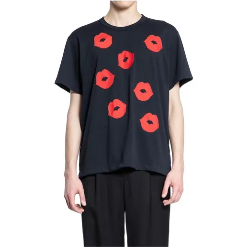 Schwarzes Grafikdruck T-Shirt , Herren, Größe: M - Comme des Garçons - Modalova