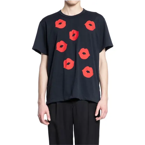Schwarzes Grafikdruck T-Shirt , Herren, Größe: S - Comme des Garçons - Modalova