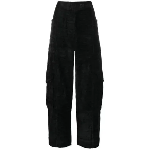 Chenille Cargo Hose Schwarz Ganni - Ganni - Modalova