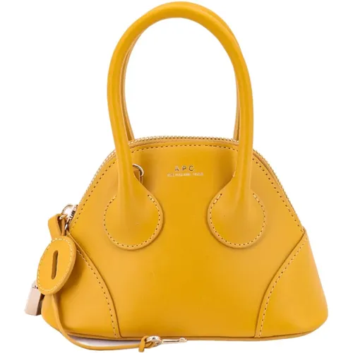 Gelbe Lederhandtasche mit Verstellbarem Riemen und Innentasche - A.p.c. - Modalova