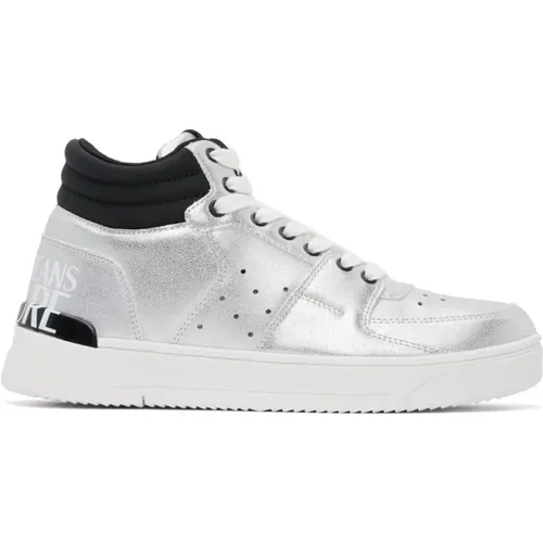 Silberne Lack High Top Sneakers - Versace Jeans Couture - Modalova