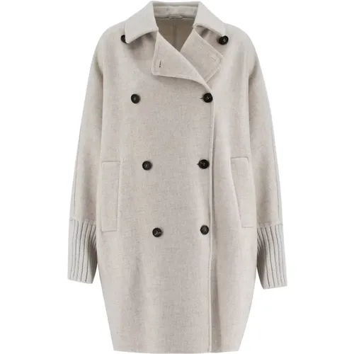 Cashmere Double Coat with Jewelled Detail , female, Sizes: XS - BRUNELLO CUCINELLI - Modalova