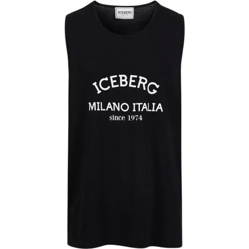 Cotton Tank Top with Printed Logo , male, Sizes: L, M - Iceberg - Modalova