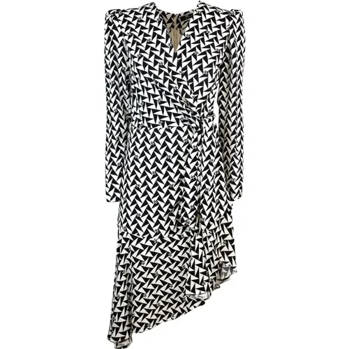 Geometric Print Asymmetric Midi Dress , female, Sizes: M - Elisabetta Franchi - Modalova