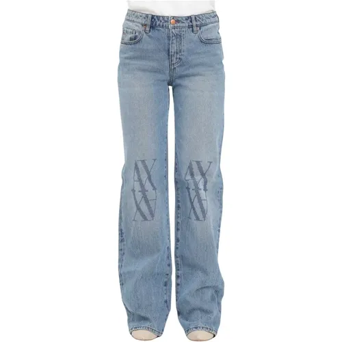 Relaxed Fit Blaue Denim Jeans , Damen, Größe: W25 - Armani Exchange - Modalova