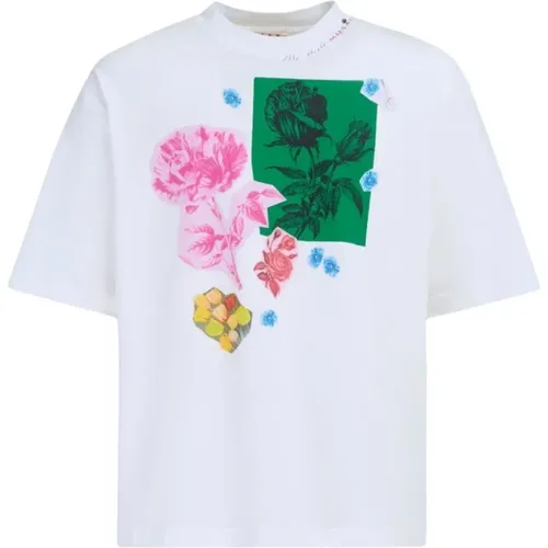 Blumendruck Baumwoll T-Shirt , Herren, Größe: S - Marni - Modalova