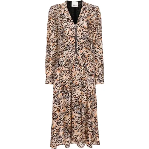 Leopardenmuster V-Ausschnitt Midi-Kleid - Isabel marant - Modalova