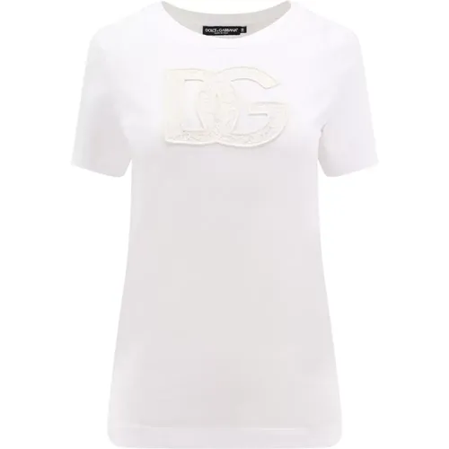 Logo Patch Crew-neck T-Shirt , female, Sizes: XS, 2XS - Dolce & Gabbana - Modalova