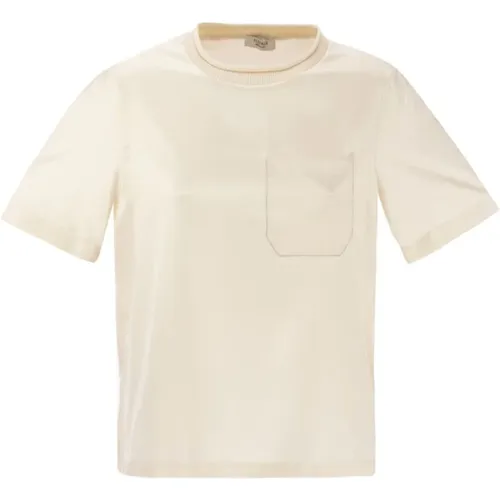 Seiden Tricot Kragen T-Shirt mit Punto Luce , Damen, Größe: M - PESERICO - Modalova