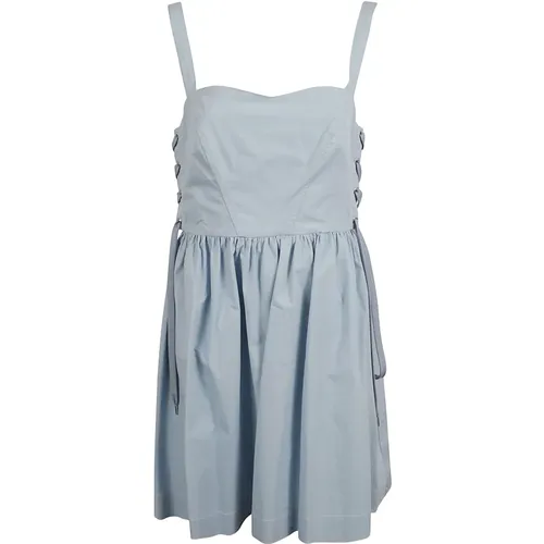 Blaues Popeline-Kleid mit Schnürung , Damen, Größe: 2XS - pinko - Modalova