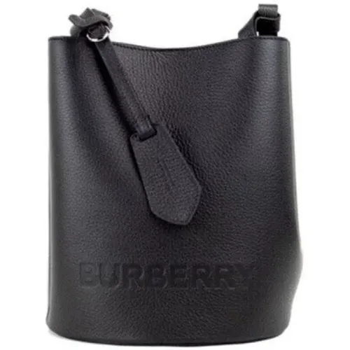 Kleine Schwarze Leder Bucket Crossbody Handtasche - Burberry - Modalova