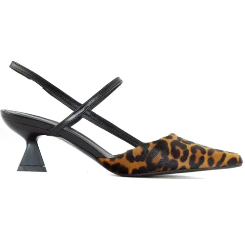 Leopard Ponyhair Slingback Sandals , female, Sizes: 5 UK, 4 1/2 UK - Roberto Festa - Modalova