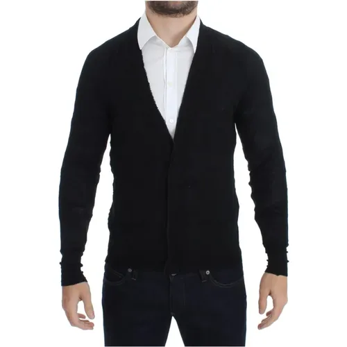 Schwarzer Extrafeiner Woll-Cardigan Pullover , Herren, Größe: M - Costume National - Modalova