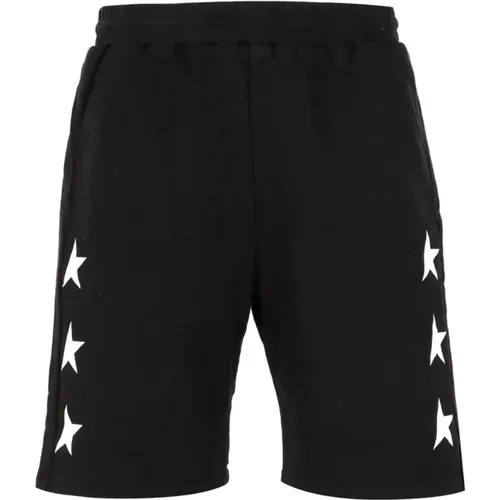 Schwarze Baumwollshorts mit weißen Sternen - Golden Goose - Modalova