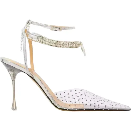 Crystal embellished silver pumps , female, Sizes: 7 UK, 8 UK - Mach & Mach - Modalova