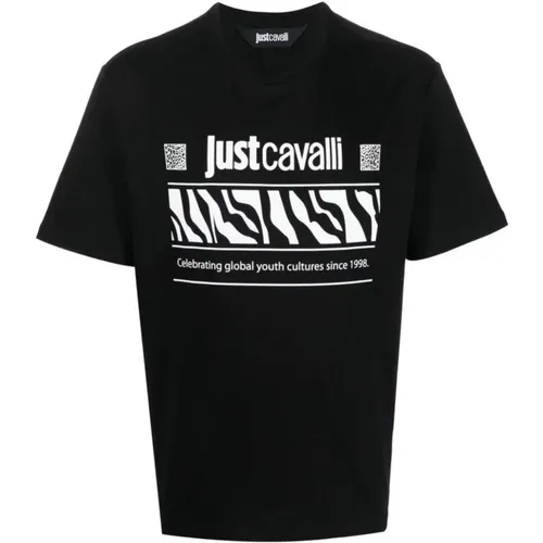 Schwarze T-Shirt und Polo Kollektion , Herren, Größe: L - Just Cavalli - Modalova