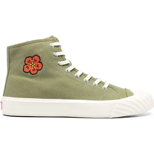 Grüne High-Top Sneakers mit besticktem Motiv , Herren, Größe: 40 EU - Kenzo - Modalova