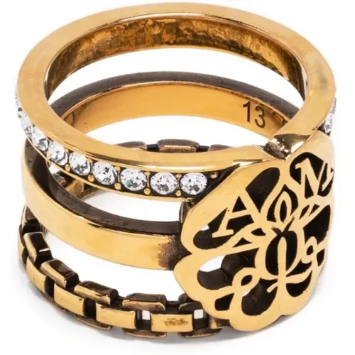 Gold Siegelring Logo Messing Italien - alexander mcqueen - Modalova