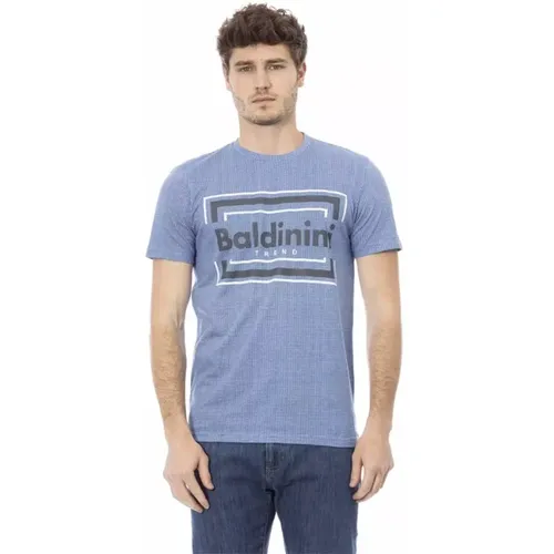 Erhöhtes Casual Blaues Tee mit Frontprint , Herren, Größe: M - Baldinini - Modalova