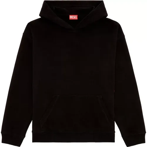 Schwarzer Hoodie mit Kängurutasche,Hoodie mit Digital-Foto-Logo-Print - Diesel - Modalova