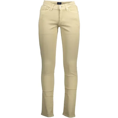 Cotton Slim Trousers , male, Sizes: W42 L34, W31 L34, W33 L34, W34 L34, W38 L34, W40 L34, W35 L34, W30 L34, W36 L34, W29 L34 - Gant - Modalova