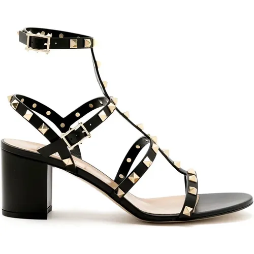 Leather Sandals with Rockstud Decoration , female, Sizes: 4 1/2 UK, 3 UK, 4 UK, 8 UK, 3 1/2 UK - Valentino Garavani - Modalova