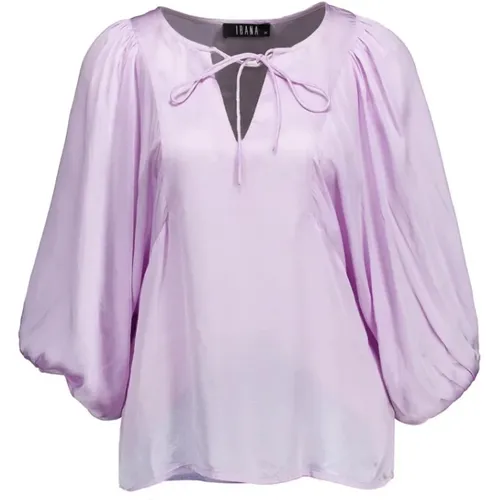 Elegant Top with Puff Sleeves , female, Sizes: M, S, XS, XL - Ibana - Modalova