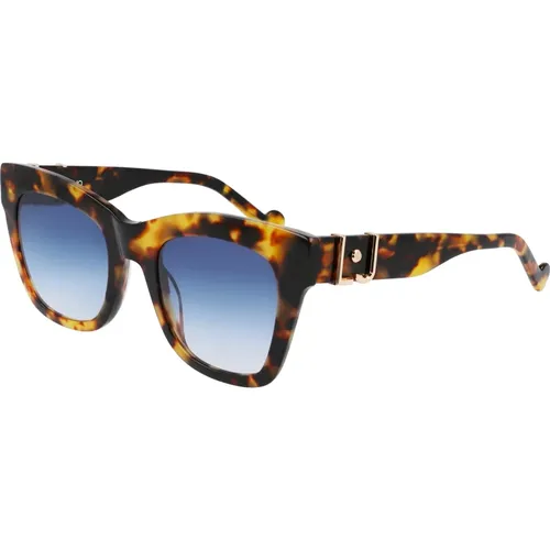 Sonnenbrille Lj746S in Havana/Blau Schattiert,Schwarze/Graue Sonnenbrille LJ746S,Sonnenbrille,Schwarze Acetat-Sonnenbrille mit Glamourösem Stil,Havan - Liu Jo - Modalova