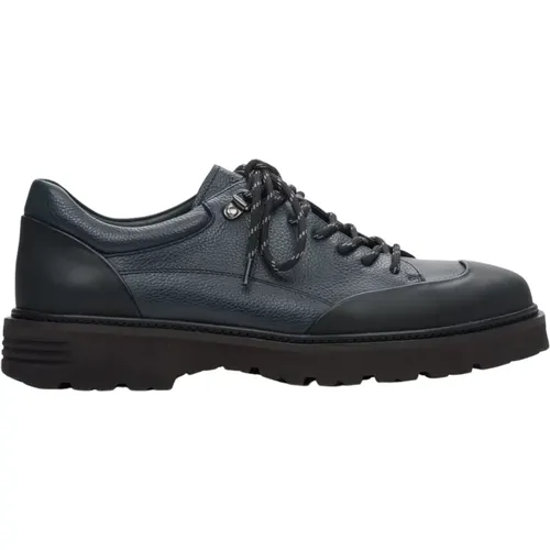 Herren Dunkelblaue Leder Brogues mit flexibler Sohle Er00114399 - Estro - Modalova