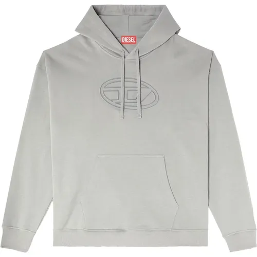 Grauer Hoodie mit Oval D Logo , Herren, Größe: S - Diesel - Modalova