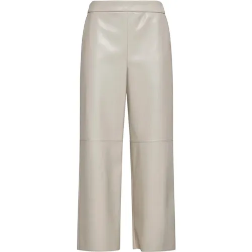 Luciana Ecru Faux Leather Trousers , female, Sizes: S, XS - Max Mara - Modalova