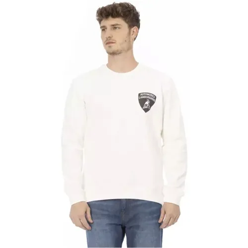 Weißer Shield Logo Crewneck Sweater - AUTOMOBILI LAMBORGHINI - Modalova