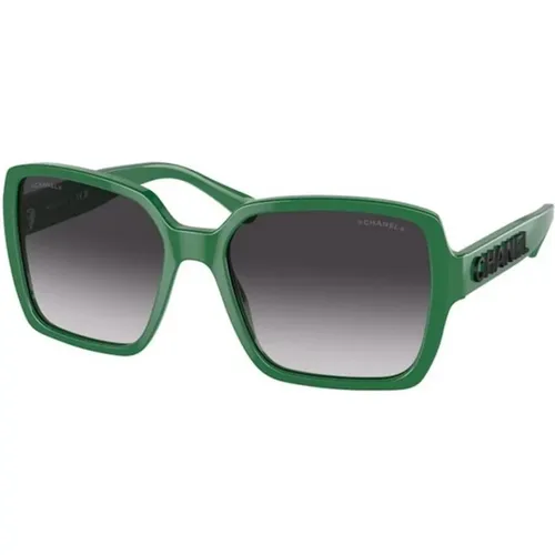 Grüner Rahmen Graue Verlaufsgläser Sonnenbrille - Chanel - Modalova
