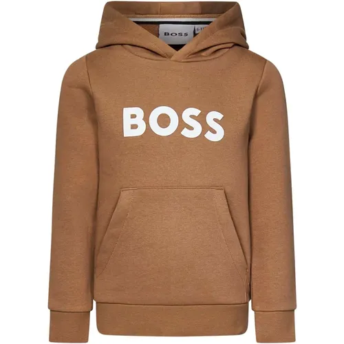 Beiger Pullover mit Kapuze und Logo - Hugo Boss - Modalova