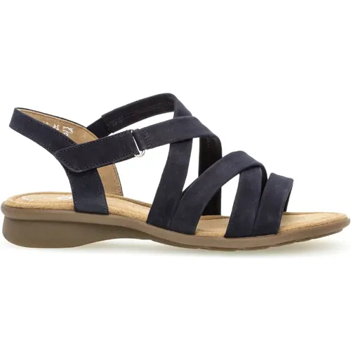 Blaue Wildledersandalen mit weichem Leder , Damen, Größe: 37 EU - Gabor - Modalova