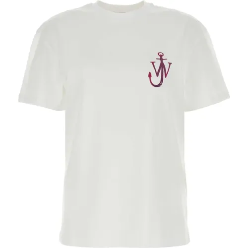 Weiße Baumwoll-T-Shirt , Damen, Größe: L - JW Anderson - Modalova