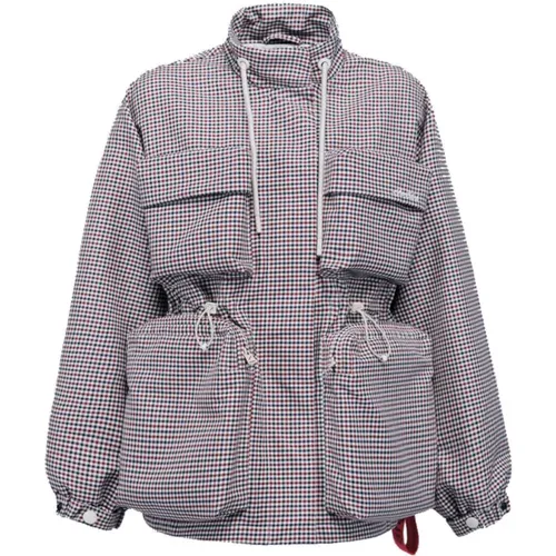 Jacquard Baumwolljacke mit Reißverschlusstaschen , Damen, Größe: S - Afterlabel - Modalova