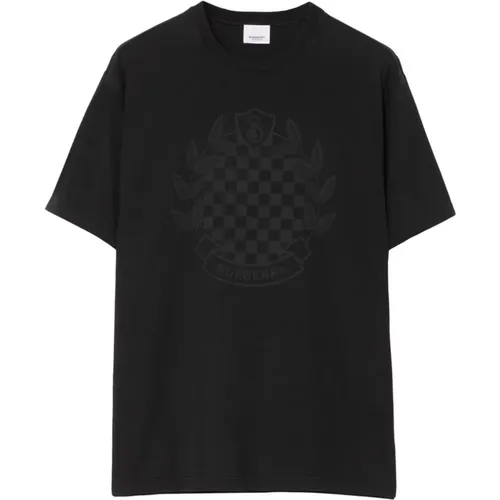 Schwarzes Baumwoll-T-Shirt mit Logo-Detail , Herren, Größe: XL - Burberry - Modalova
