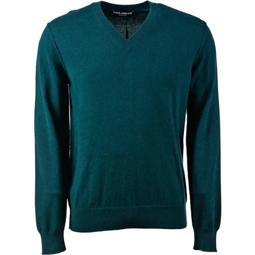 Kaschmir V-Ausschnitt Pullover für Männer , Herren, Größe: XL - Dolce & Gabbana - Modalova