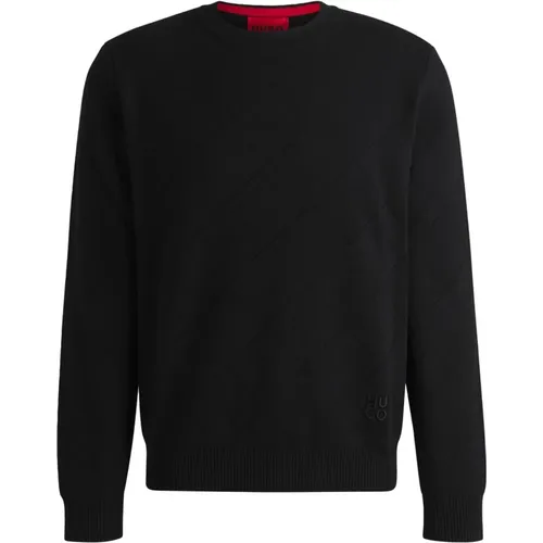 Strickpullover mit Quadratischem Muster in Relaxed-fit , Herren, Größe: L - Hugo Boss - Modalova