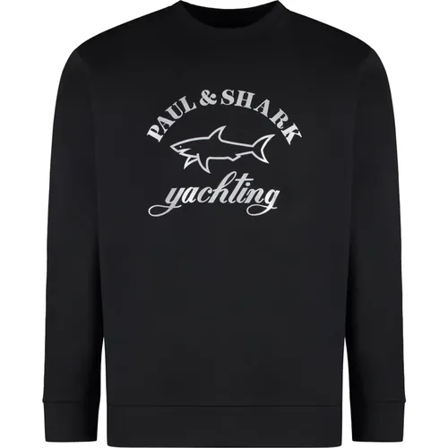 Reflektierender Crew-Neck-Sweatshirt mit gerippten Kanten - PAUL & SHARK - Modalova